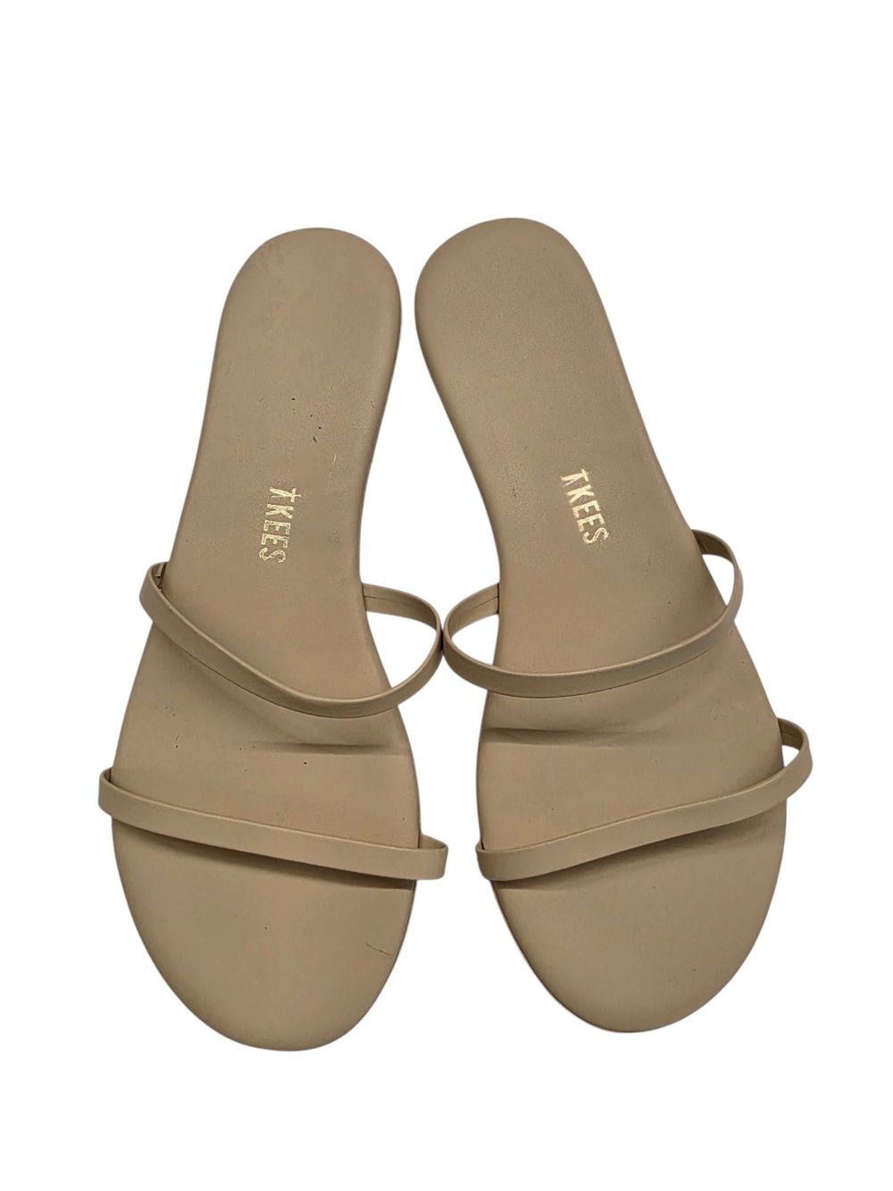 TKEES Women’s Beige Double-Strap Slide Sandals